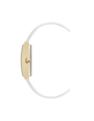 Rectangular Leather Band Watch - Anne Klein Gold-Tone/White