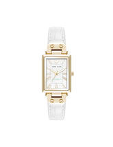 Rectangular Sustainable Leather Watch - Anne Klein Gold-Tone/White