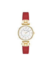 Sustainable Leather Strap Watch - Anne Klein Gold-Tone/Red