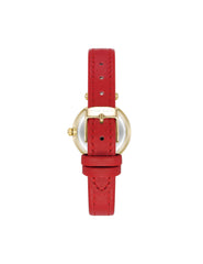 Sustainable Leather Strap Watch - Anne Klein Gold-Tone/Red