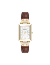 Rectangular Case Leather Strap Watch - Anne Klein Gold-Tone/Brown