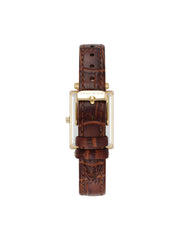 Rectangular Case Leather Strap Watch - Anne Klein Gold-Tone/Brown