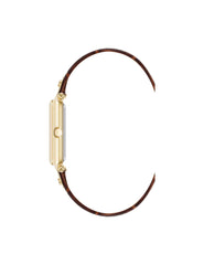 Rectangular Case Leather Strap Watch - Anne Klein Gold-Tone/Brown