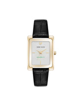 Rectangular Leather Band Watch - Anne Klein Gold-Tone/Black