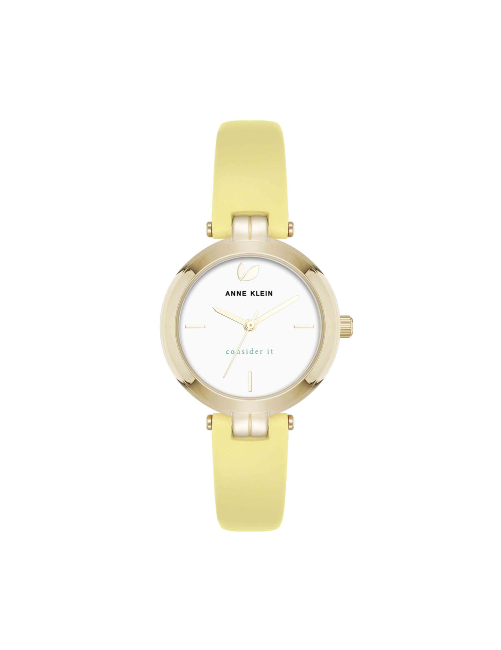 Sustainable Leather Band Watch, 32mm - Anne Klein Yellow/Gold-Tone