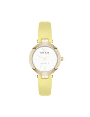 Sustainable Leather Band Watch, 32mm - Anne Klein Yellow/Gold-Tone