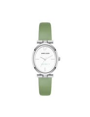 Consider It Oval Case Leather Watch - Anne Klein Green/Silver-Tone