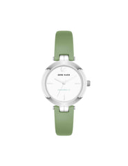 Consider It Round Sustainable Leather Band Watch - Anne Klein Green/Silver-Tone