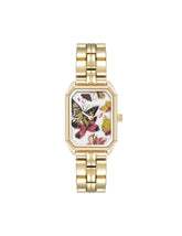 Butterfly Dial Leather Strap Watch in Gold-Tone - Anne Klein Gold-Tone