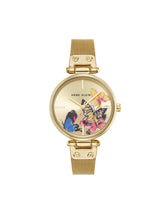 Butterfly Dial Leather Strap Watch in Gold-Tone - Anne Klein