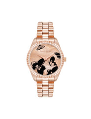 Butterfly Dial Leather Strap Watch in Rose Gold-Tone - Anne Klein