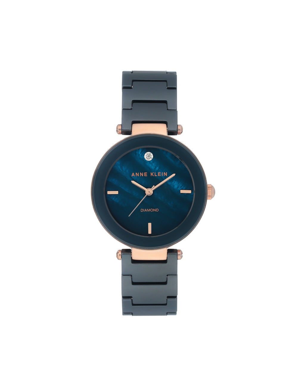 Ceramic Bracelet Watch with Diamond Accents - Anne Klein Navy/Rose-Tone