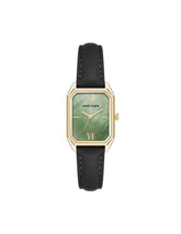 Octagonal Sustainable Leather Watch in Green - Anne Klein Black/Green/Gold-Tone