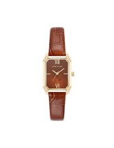 Octagonal Shaped Leather Strap Watch - Anne Klein Brown/Gold-Tone
