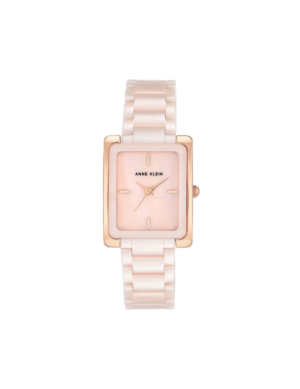 Rectangular Ceramic Bracelet Watch - Anne Klein Pink&Rose-Tone