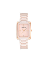 Rectangular Ceramic Bracelet Watch - Anne Klein Pink&Rose-Tone