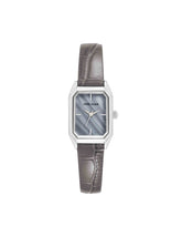 Petitie Octagonal Shaped Case Leather Strap Watch - Anne Klein Grey/Silver-Tone