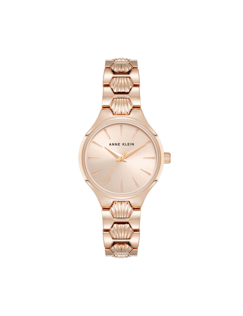 Shell Pattern Link Bracelet Watch - Anne Klein Rose-Tone