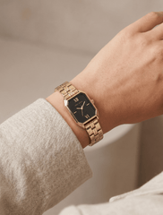 Octagonal Metal Bracelet Watch in Gold-Tone - Anne Klein Black&Gold-Tone