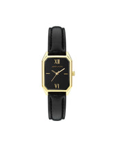 Octagonal Leather Strap Watch - Anne Klein Black&Gold-Tone