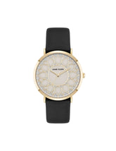 Patterned Dial Strap Watch - Anne Klein Black/Gold-Tone