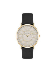 Patterned Dial Strap Watch - Anne Klein Black/Gold-Tone