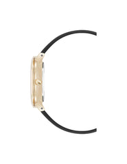 Patterned Dial Strap Watch - Anne Klein Black/Gold-Tone