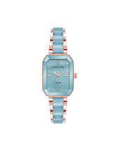 Octagonal Shaped Ceramic Bracelet Watch - Anne Klein Aqua Blue/Rose Gold-Tone