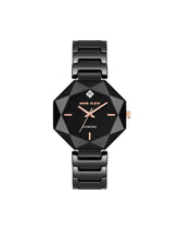 Octagonal Ceramic Diamond Dial Bracelet Watch - Anne Klein Black/Rose Gold-Tone