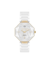 Octagonal Ceramic Diamond Dial Bracelet Watch - Anne Klein White/Gold-Tone