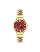 Roman Numeral Dial Watch in Gold & Burgundy - Anne Klein Red/Gold-Tone