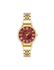 Roman Numeral Dial Watch in Gold & Burgundy - Anne Klein Red/Gold-Tone