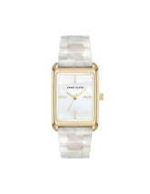 Delicate Rectangular Acetate Link Bracelet Watch - Anne Klein Ivory/Gold-Tone