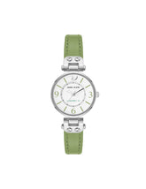 Sustainable Leather Strap Watch - Anne Klein Green/Silver-Tone