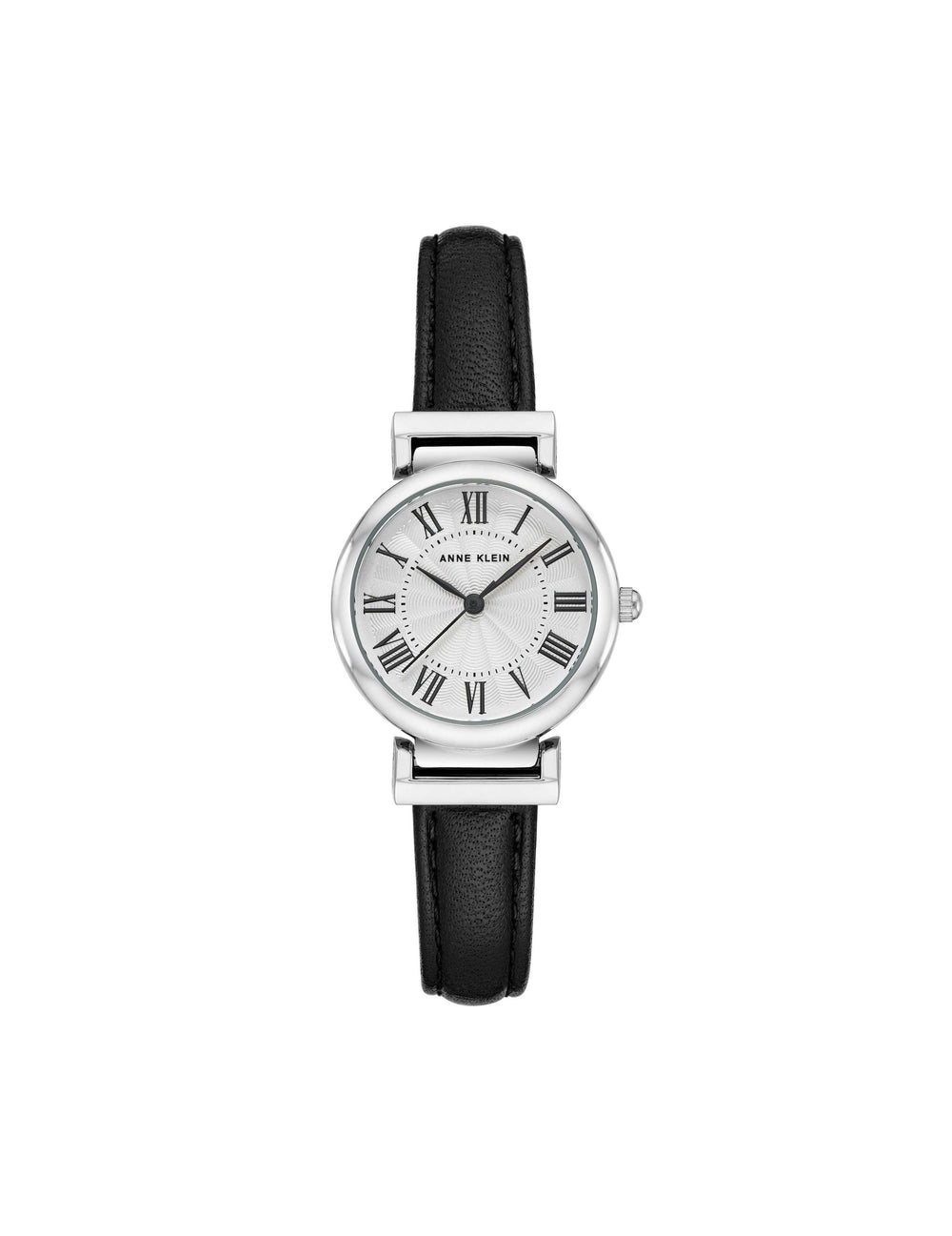 Classic Leather Strap Watch - Anne Klein Black&Silver-Tone