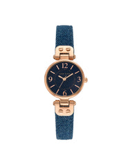 Denim Strap Watch with Rose Gold Case - Anne Klein