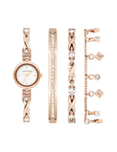 Crystal Accented Watch & Bracelet Set - Anne Klein Rose-Tone