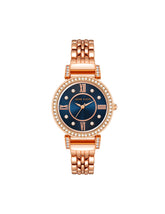 Premium Crystal Watch - Anne Klein Rose-Tone/Navy Blue