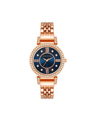 Premium Crystal Watch - Anne Klein Rose-Tone/Navy Blue