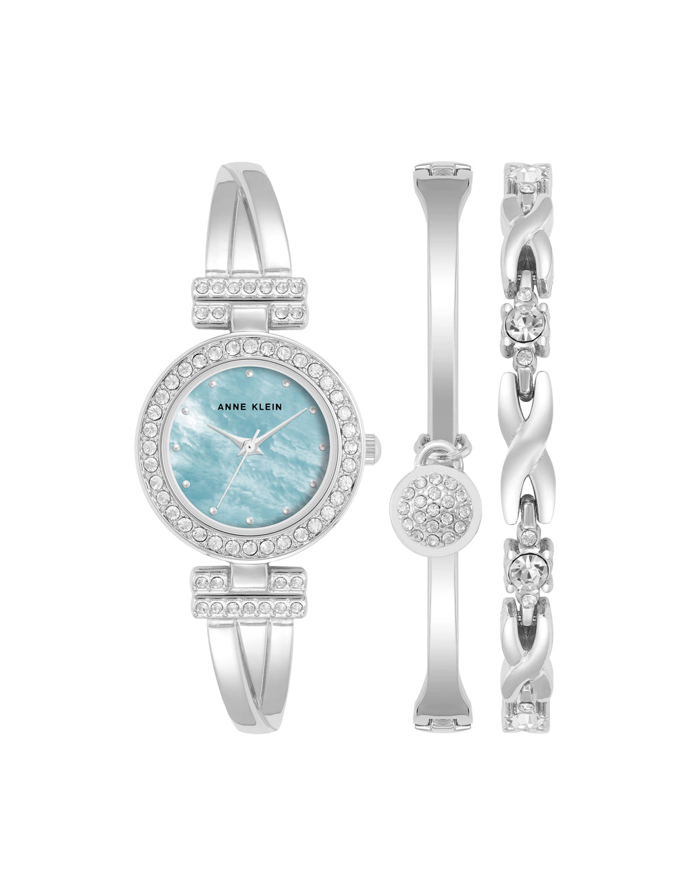Watch & Bracelet Set - Anne Klein Light Blue/Silver-Tone