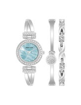 Watch & Bracelet Set - Anne Klein Light Blue/Silver-Tone