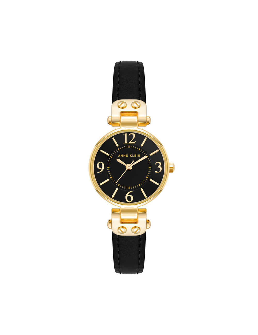 Leather Strap Essential Watch - Anne Klein Gold-Tone/Black