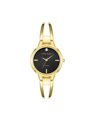 Diamond Accented Bangle Watch - Anne Klein Black/Gold-Tone