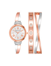 Bangle Watch & Bracelets Set - Anne Klein Silver/Rose-Tone