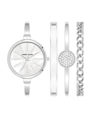 Sophisticated Watch & Bracelet Set - Anne Klein Silver-Tone