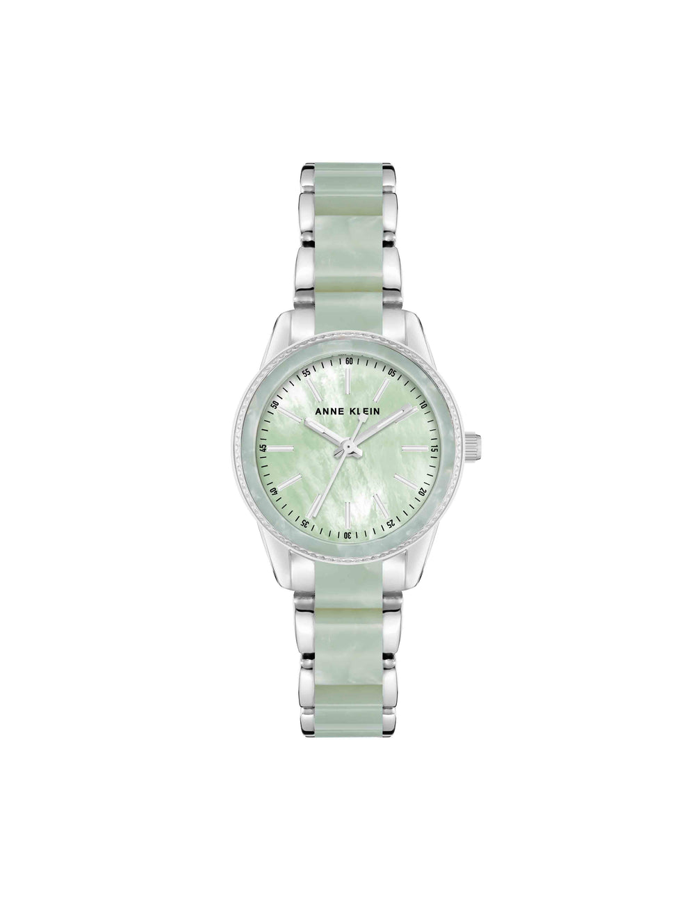 Pearlescent Resin Link Bracelet Watch - Anne Klein Mint/Silver-Tone