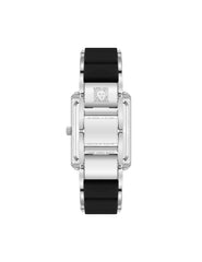 Rectangular Silicone Bracelet Watch - Anne Klein Black/Silver-Tone