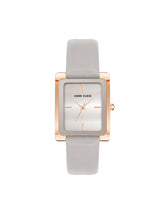 Rectangular Leather Strap Watch - Anne Klein Rose-Tone/Taupe