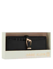 2 Piece Gift Set With Sculpted Buckle Wallet And Removeable Card Organizer - Anne Klein Black