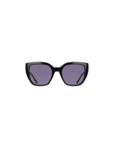 Square Acetate Sunglasses with Uplifting Frame - Anne Klein BLACK IVORY